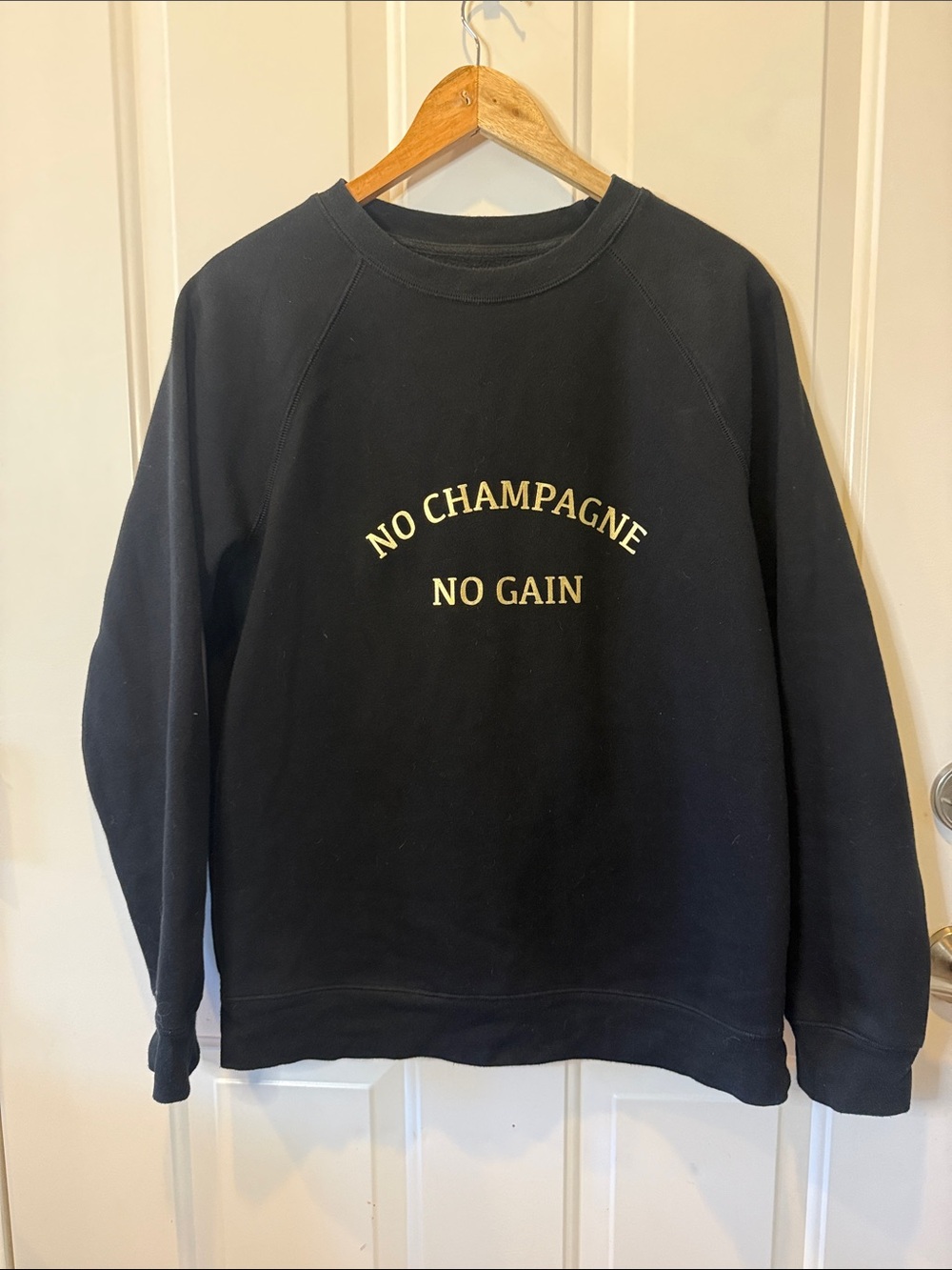 Brunette the Lable No Champagne No Gain Black Crewneck Sweatshirt